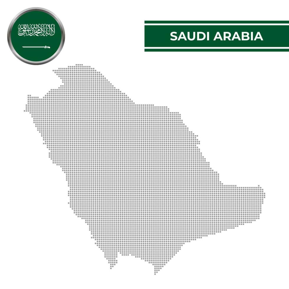 prickad Karta av saudi arabien med cirkulär flagga vektor