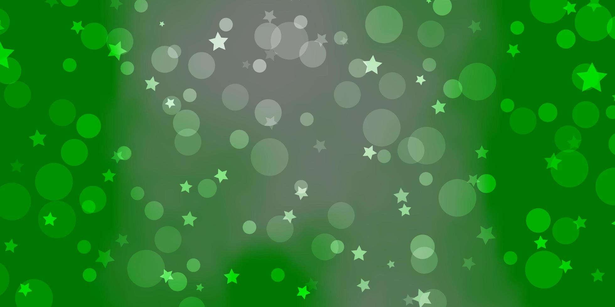 ljusgrönt vektormönster med cirklar, stjärnor. vektor
