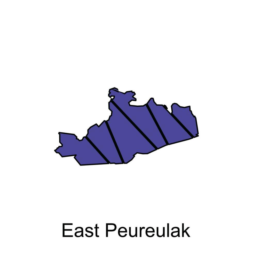 Karta av öst peureulak stad. vektor Karta provins av aceh design mall med översikt grafisk skiss stil isolerat på vit bakgrund