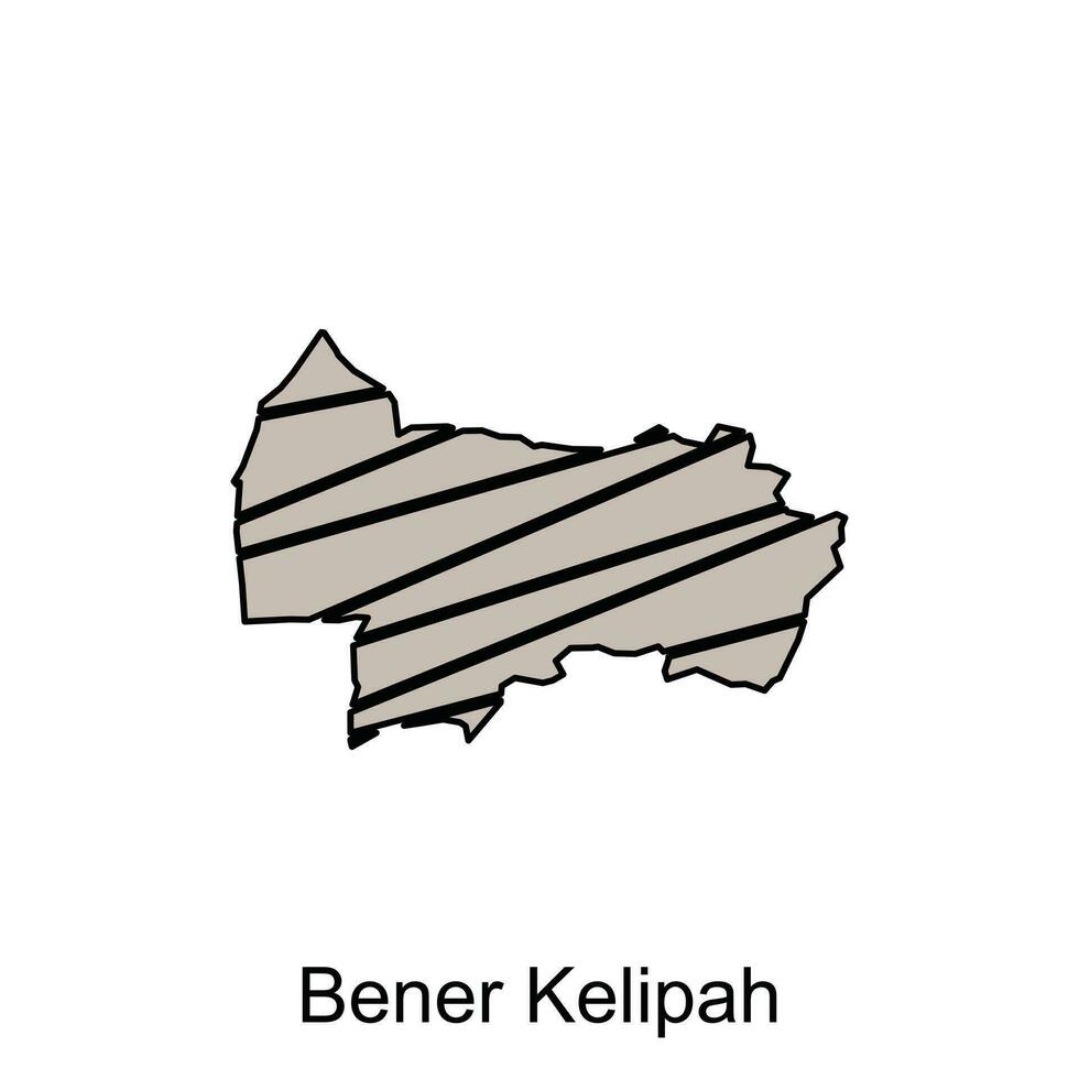Karte Stadt von Bener Kelipah Illustration Design, Welt Karte International Vektor Vorlage mit Gliederung Grafik skizzieren Stil isoliert auf Weiß Hintergrund