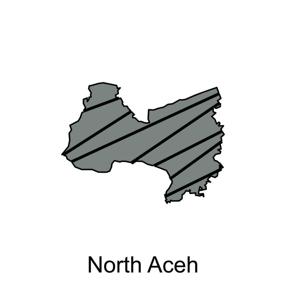 Karte Stadt von Norden aceh Illustration Design, Welt Karte International Vektor Vorlage mit Gliederung Grafik skizzieren Stil isoliert auf Weiß Hintergrund