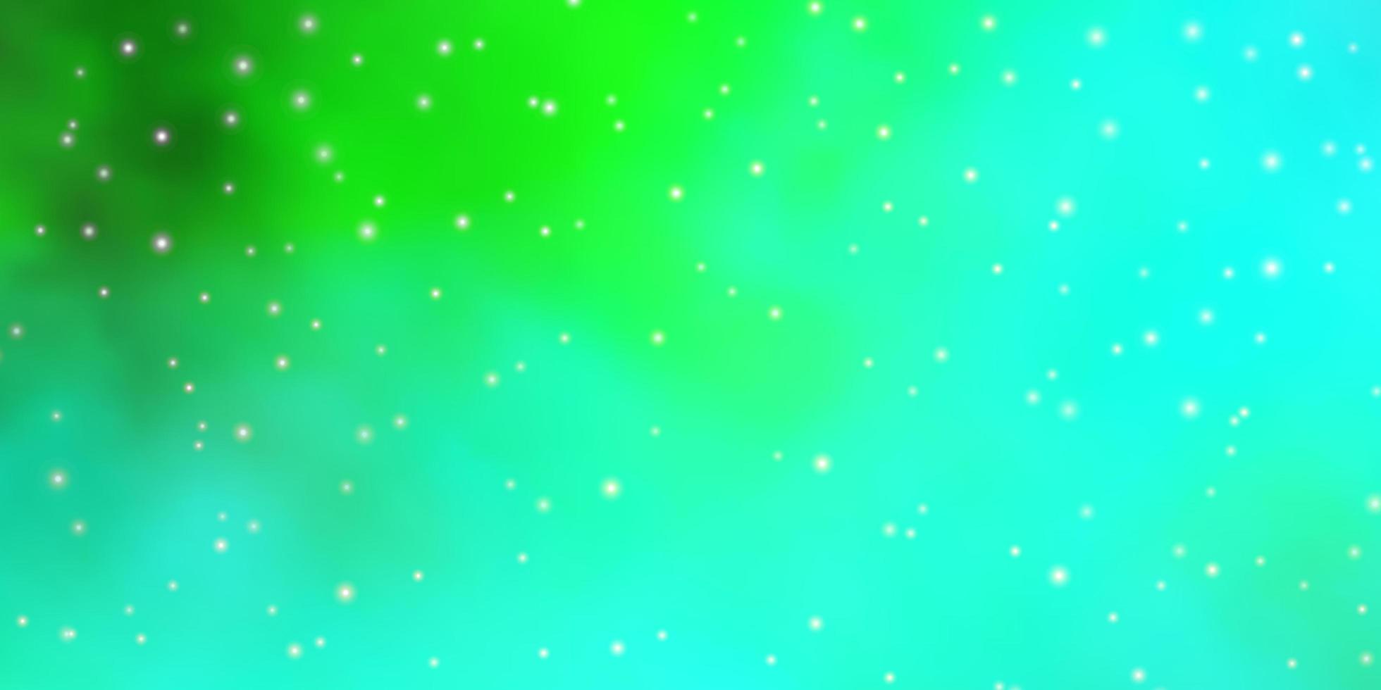 hellgrüner Vektorhintergrund mit kleinen und großen Sternen. vektor