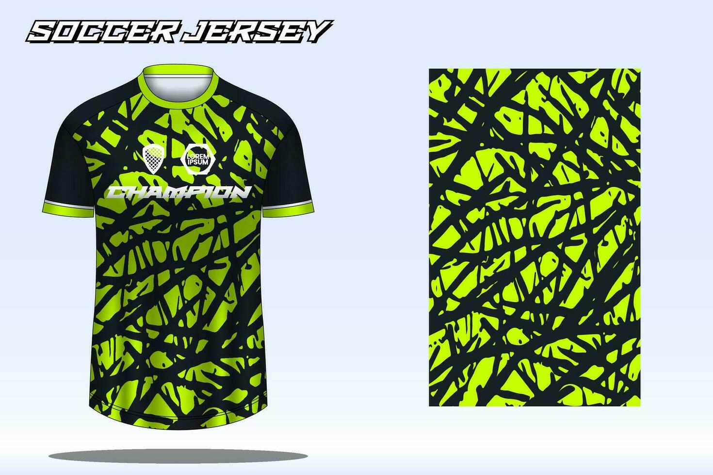 Fußball Jersey Attrappe, Lehrmodell, Simulation zum Fußball Verein. Vektor Sublimation Sport bekleidung Design. Uniform Vorderseite Aussicht Vorlagen Fußball Jersey.