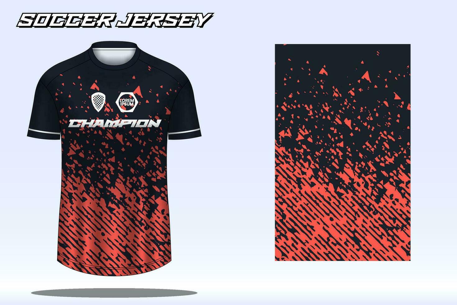 Fußball Jersey Attrappe, Lehrmodell, Simulation zum Fußball Verein. Vektor Sublimation Sport bekleidung Design. Uniform Vorderseite Aussicht Vorlagen Fußball Jersey.