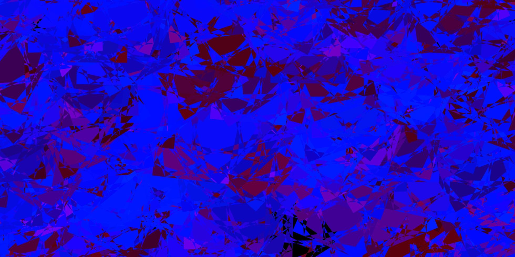 dunkelblauer, roter Vektorhintergrund mit Dreiecken, Linien. vektor