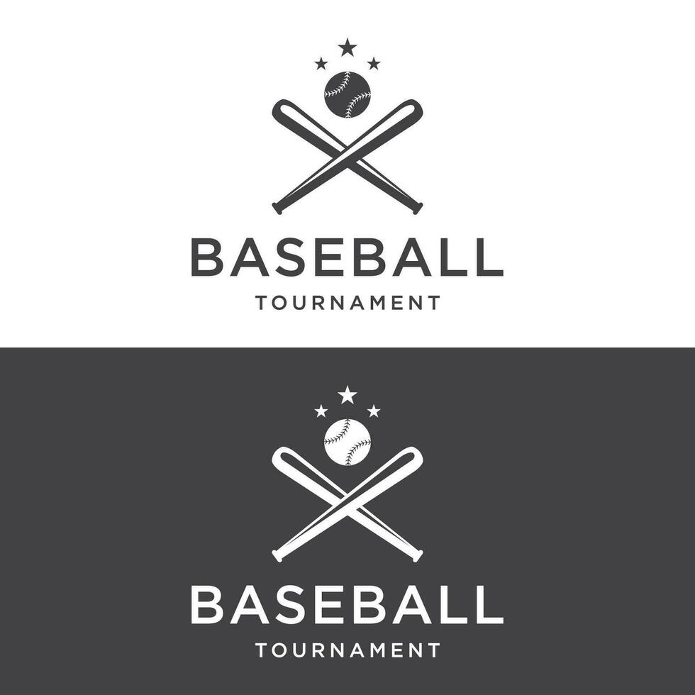 retro Jahrgang Baseball Logo Design mit Baseball Ball und Stock Konzept. Logo zum Turniere, Etiketten, Sport, Meisterschaften. vektor