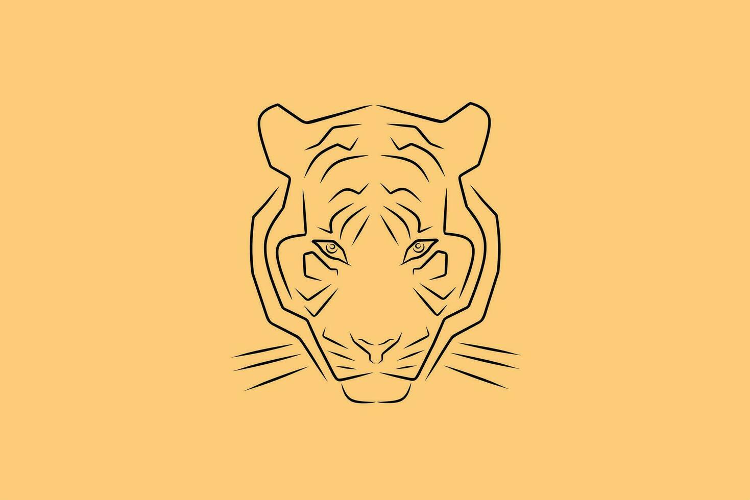 tiger vektor illustration, unik kreativ design konst, enkel med abstrakt rader, modig och käck tiger ansikte.