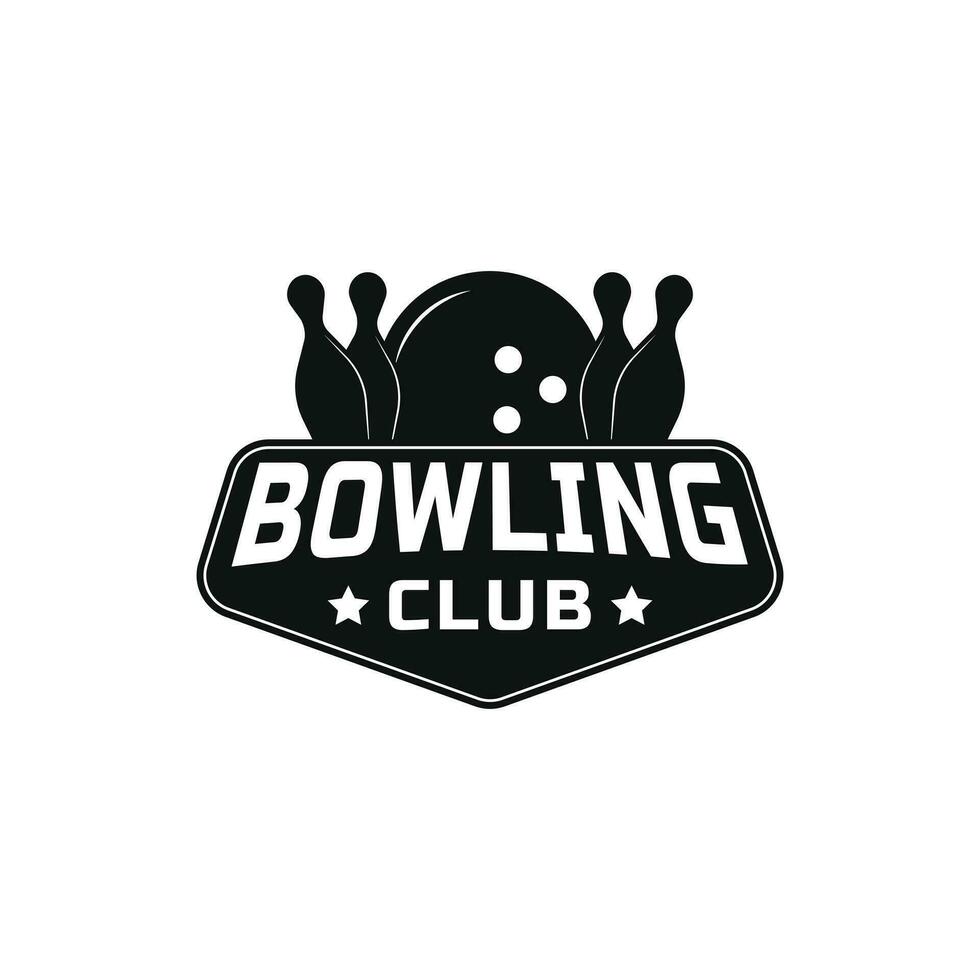 bowling boll logotyp design årgång retro stil vektor