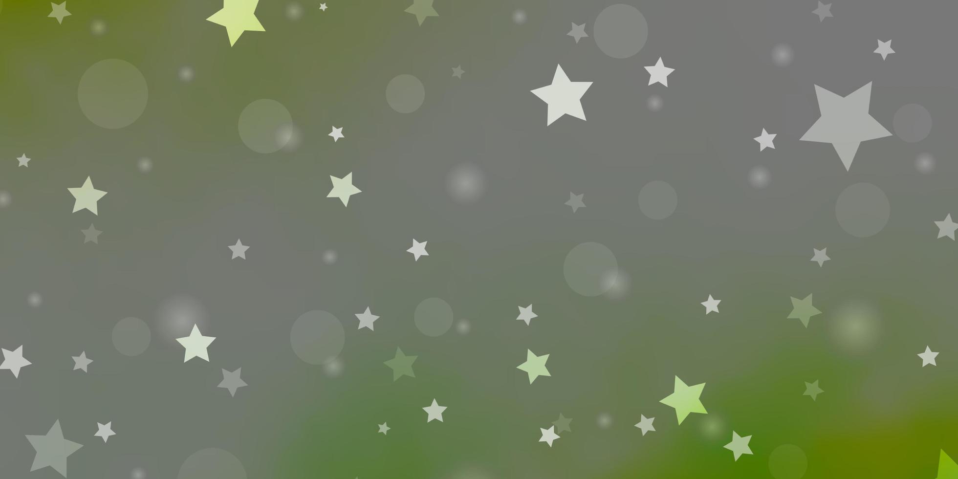 ljusgrön, gul vektorbakgrund med cirklar, stjärnor. vektor