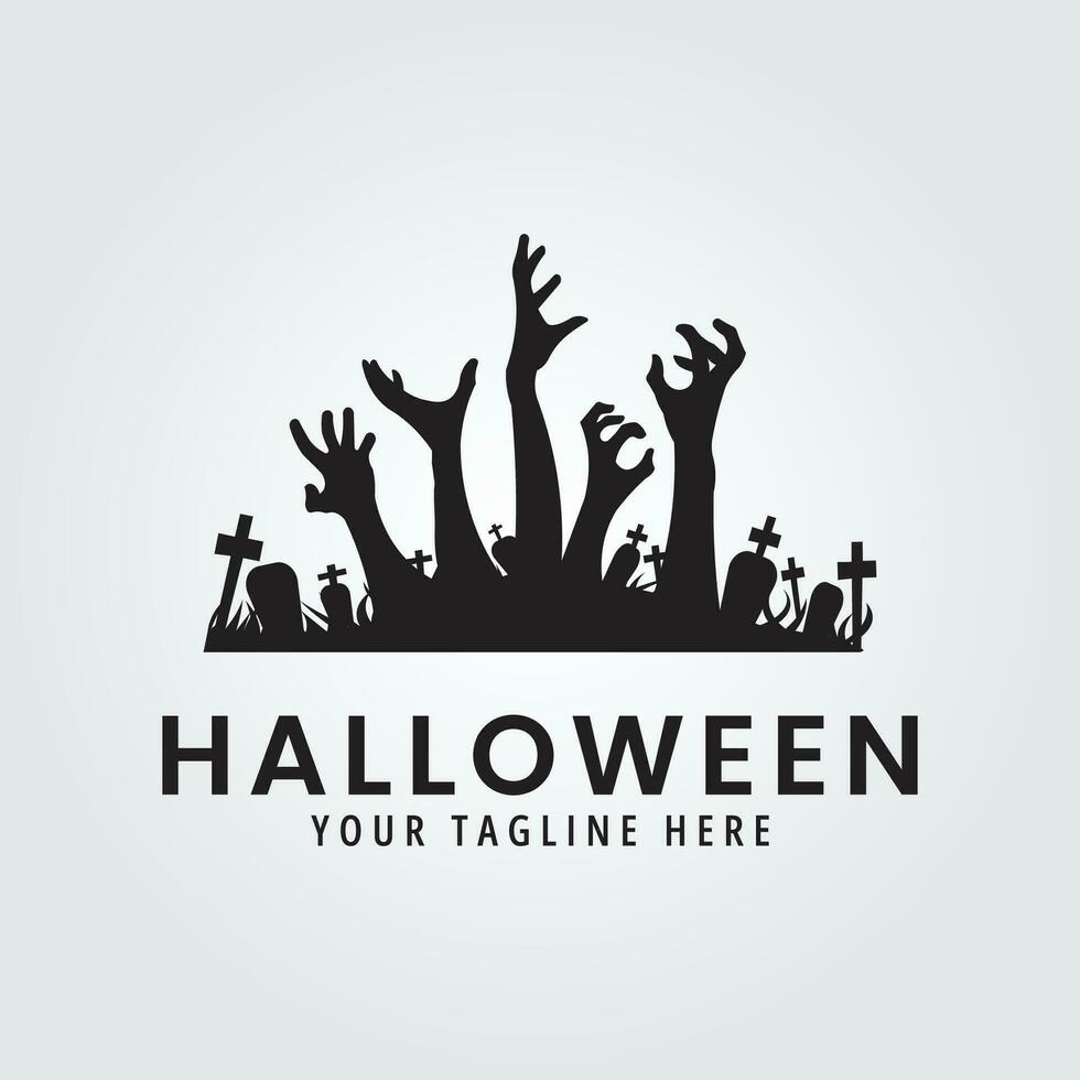 Halloween Logo Symbol Design Inspiration mit Grab und Hand Vektor Illustration