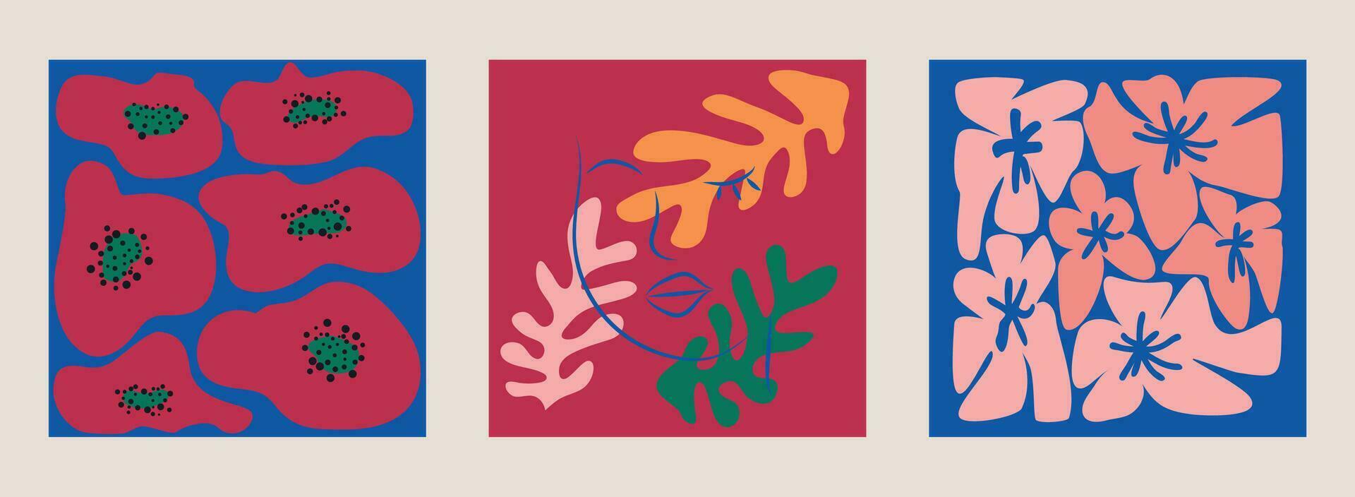 Matisse-inspiriert weiblich zahlen im anders posiert mit Blumen im ein minimalistisch Stil vektor