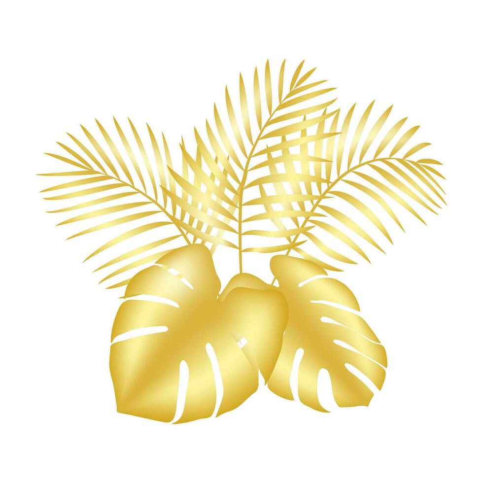 ein Vektor Design mit golden Palme Blätter. golden tropisch Blatt.