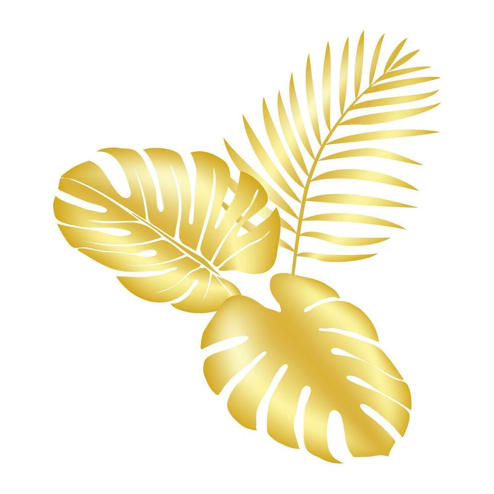 elegant Illustration von üppig, exotisch Palme Laub im ein Vektor Format. golden tropisch Blatt.