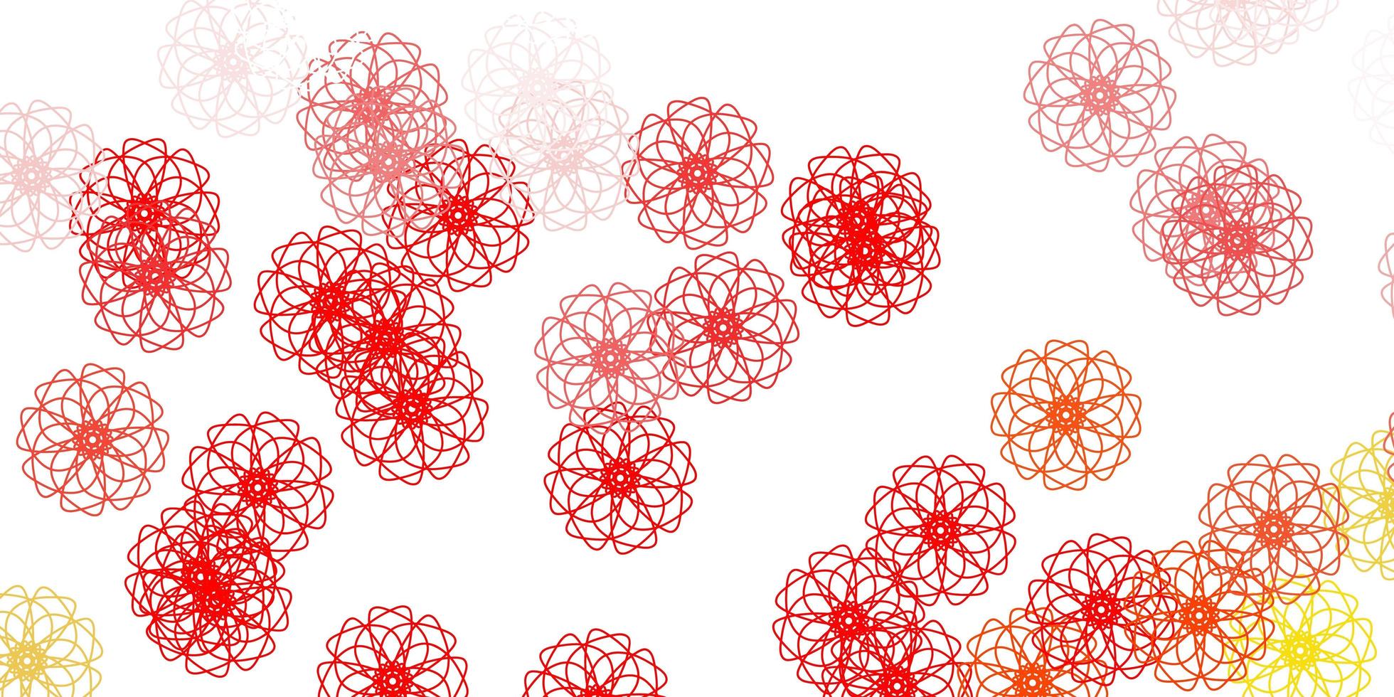 ljus orange vektor doodle textur med blommor.