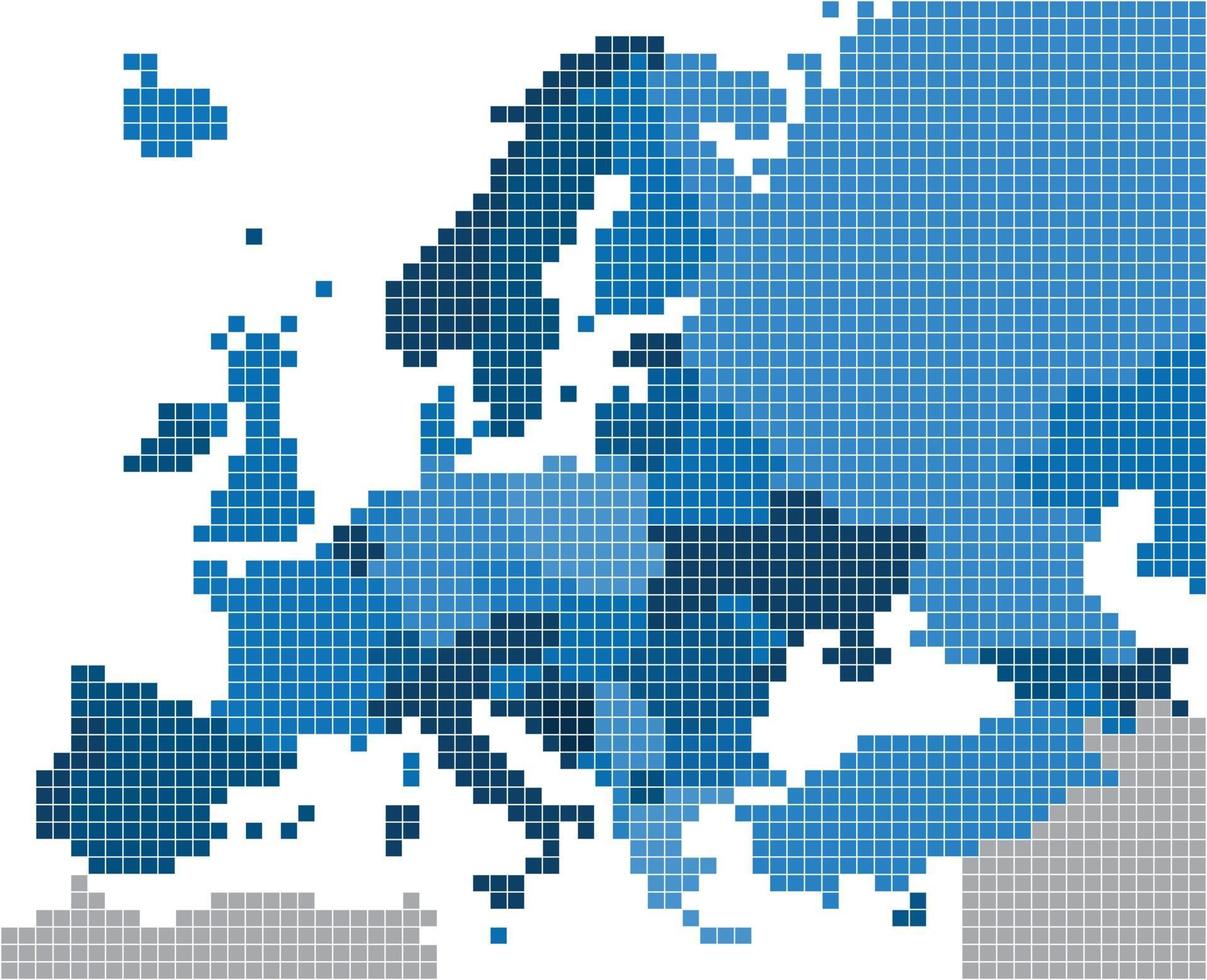 Geometrie quadratische Form der Europakarte auf weißem Hintergrund. vektor