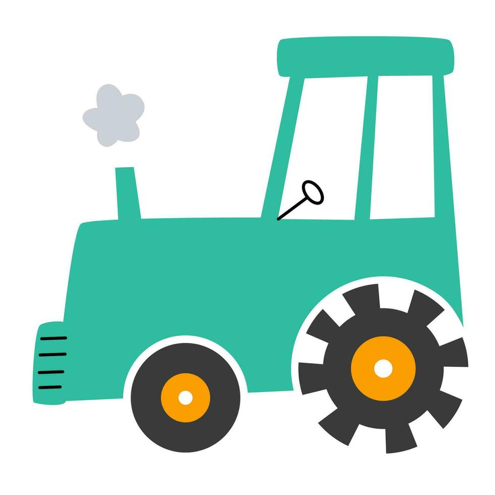 Hand Zeichnung Traktor drucken Design. Karikatur Blau Wagen. Vektor Illustration Design zum Mode Stoffe, Textil- Grafik, Drucke.
