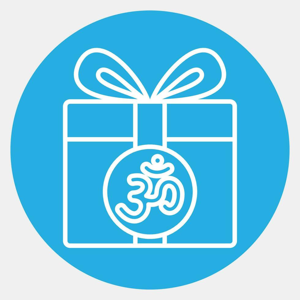 Symbol Diwali Geschenk. Diwali Feier Elemente. Symbole im Blau runden Stil. gut zum Drucke, Poster, Logo, Dekoration, Infografiken, usw. vektor