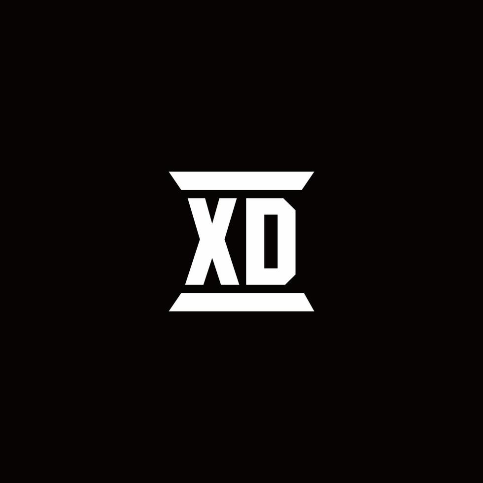 xd-Logo-Monogramm mit Säulenform-Design-Vorlage vektor