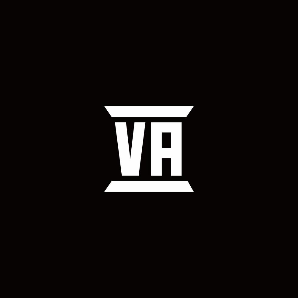 va logotyp monogram med pelare form mall vektor