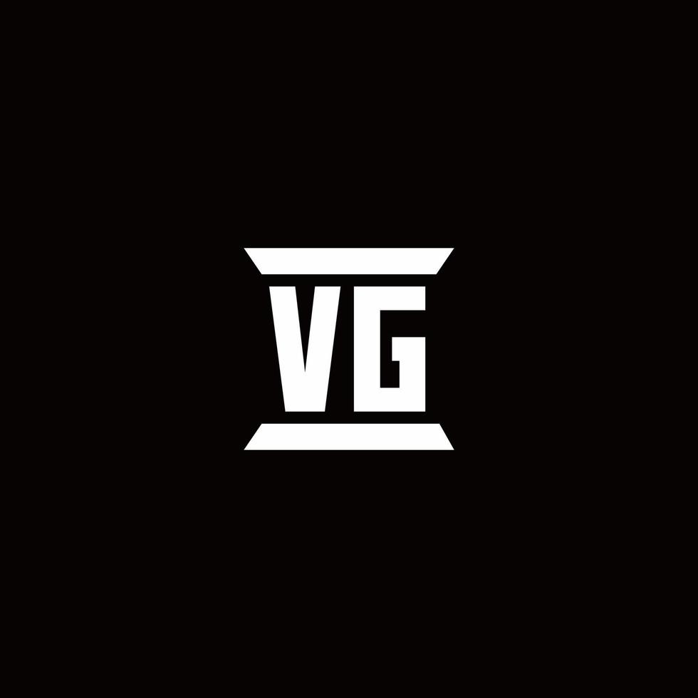 vg logotyp monogram med pelare form mall vektor