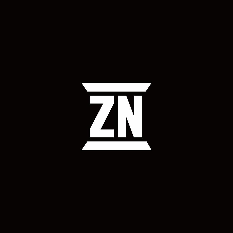 zn-Logo-Monogramm mit Säulenform-Design-Vorlage vektor