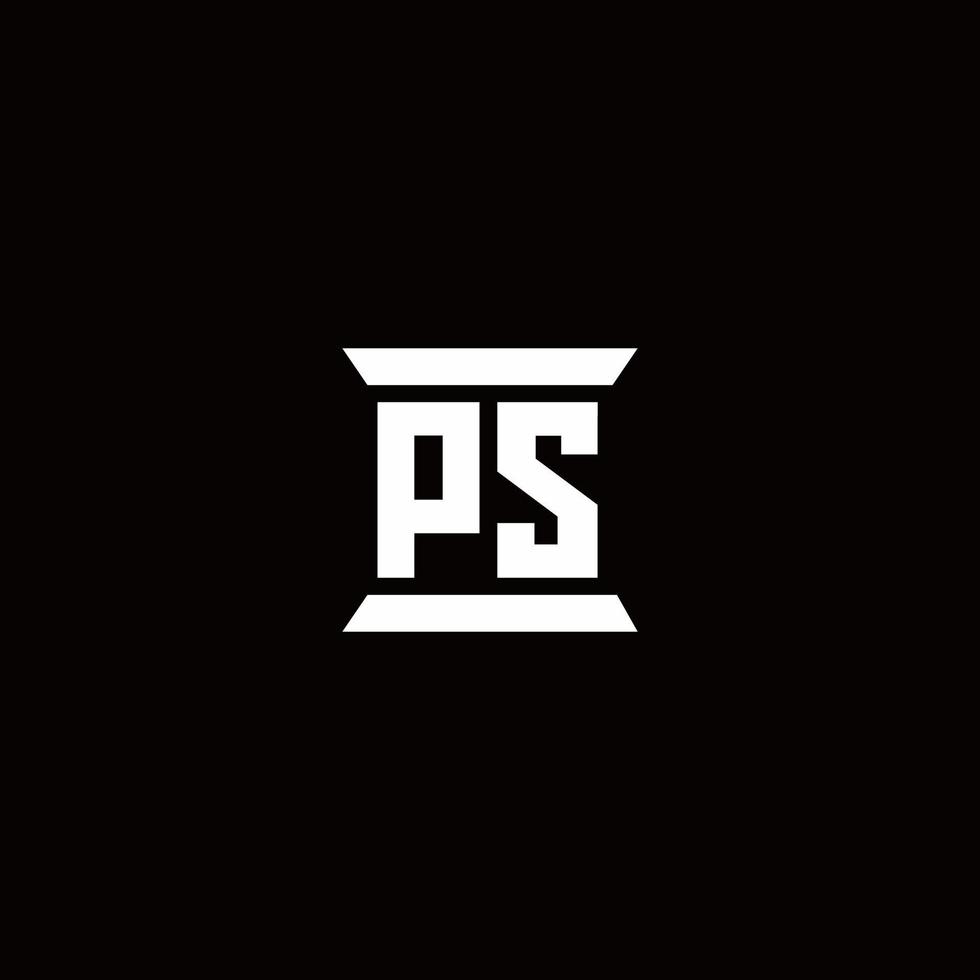 PS-Logo-Monogramm mit Säulenform-Design-Vorlage vektor