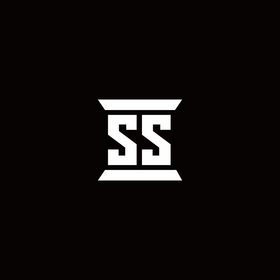 SS-Logo-Monogramm mit Säulenform-Design-Vorlage vektor