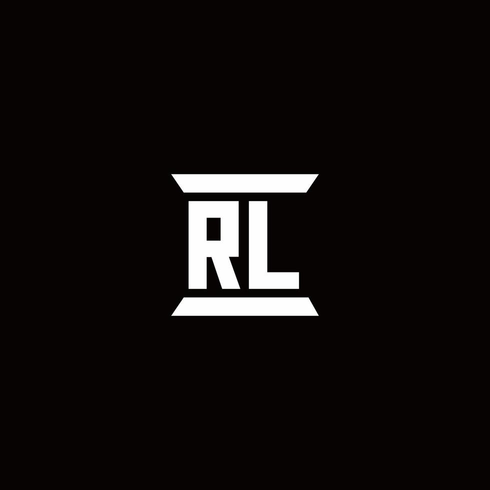 rl Logo-Monogramm mit Säulenform-Design-Vorlage vektor