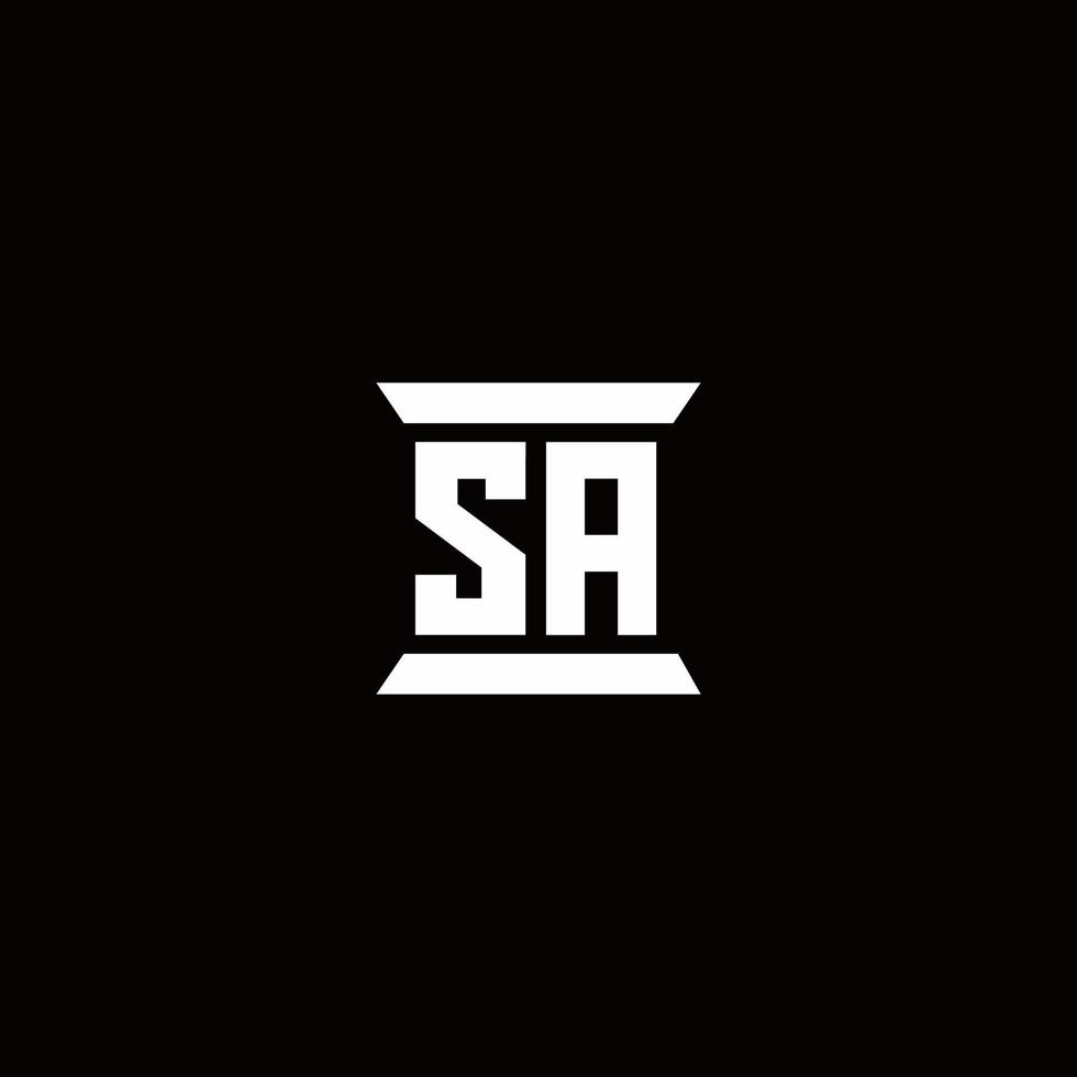 sa Logo-Monogramm mit Säulenform-Design-Vorlage vektor