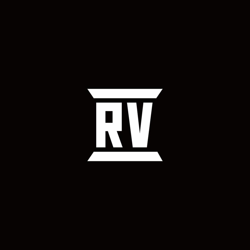 rv-Logo-Monogramm mit Säulenform-Designvorlage vektor