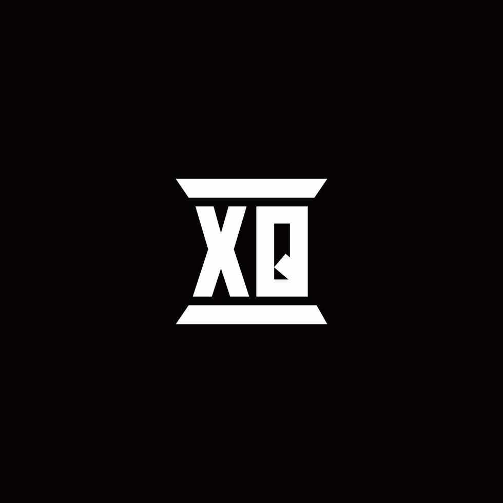 xq-Logo-Monogramm mit Säulenform-Design-Vorlage vektor