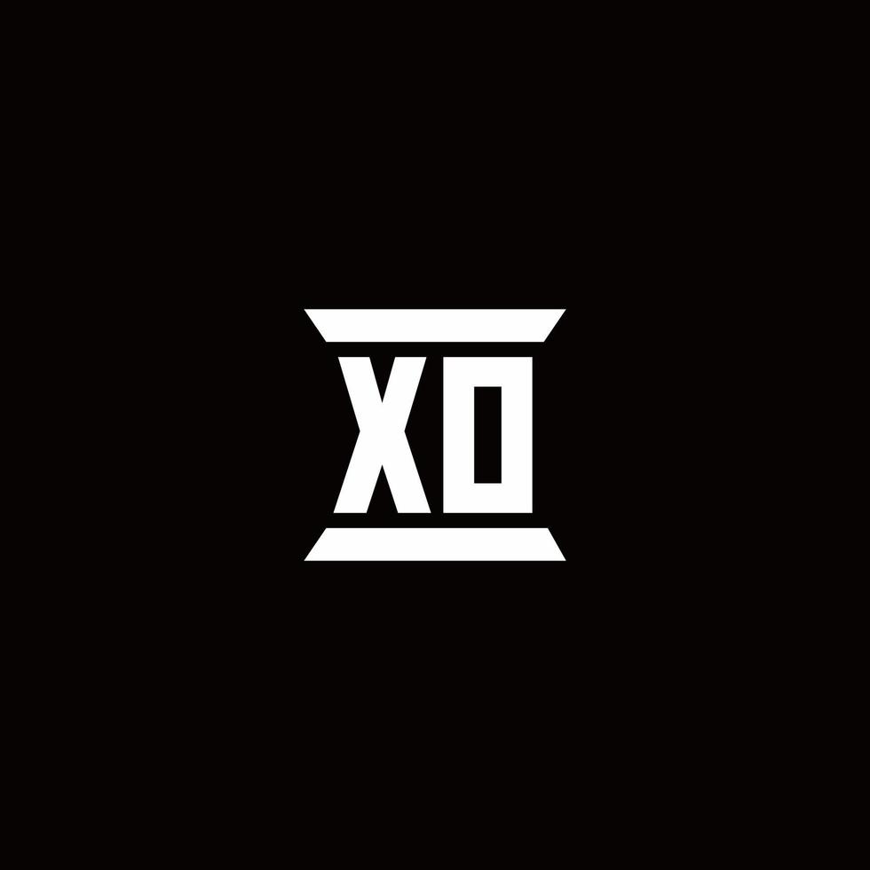 xo logotyp monogram med pelare form design mall vektor