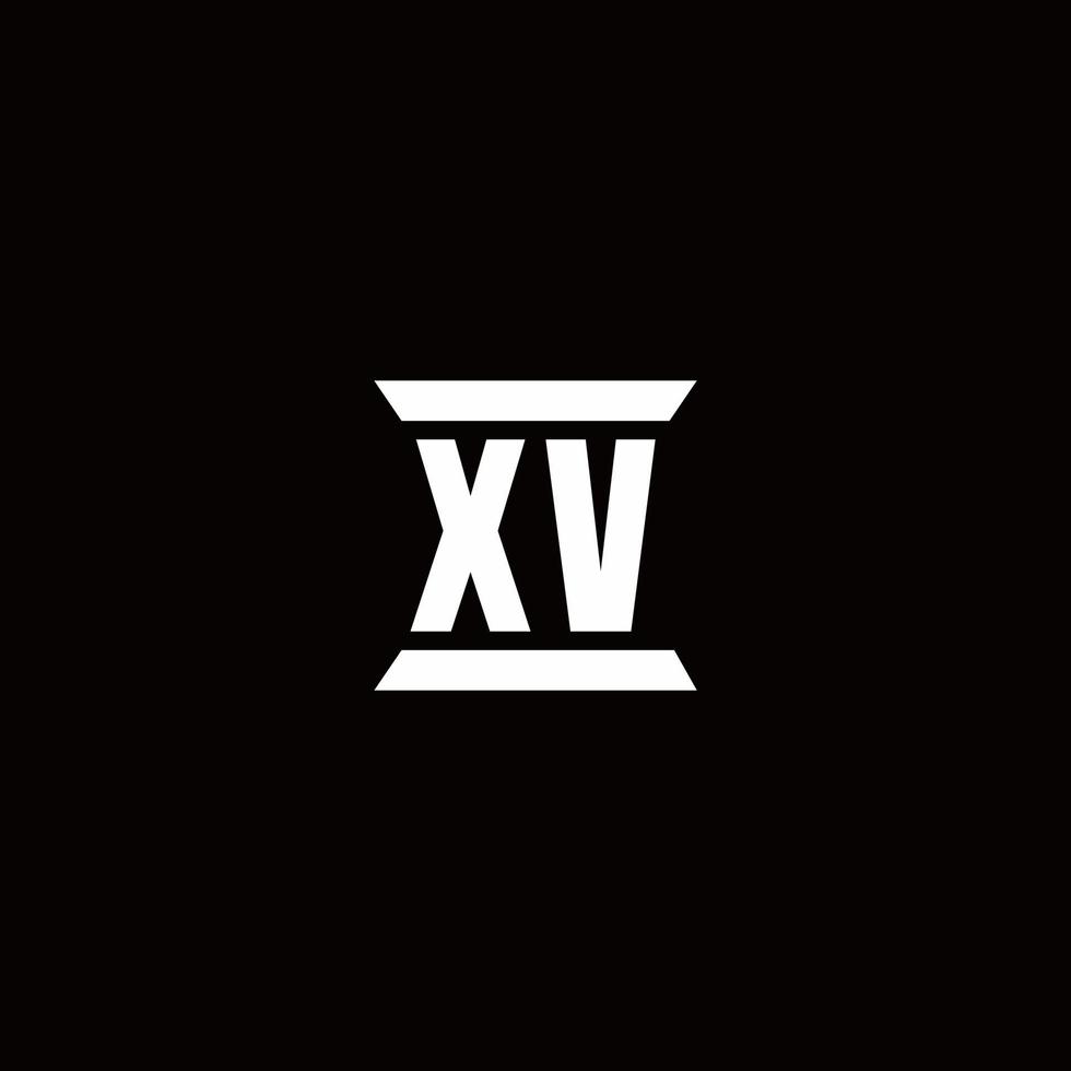 xv-Logo-Monogramm mit Säulenform-Designvorlage vektor