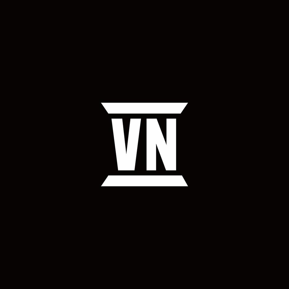 VN-Logo-Monogramm mit Säulenform-Design-Vorlage vektor