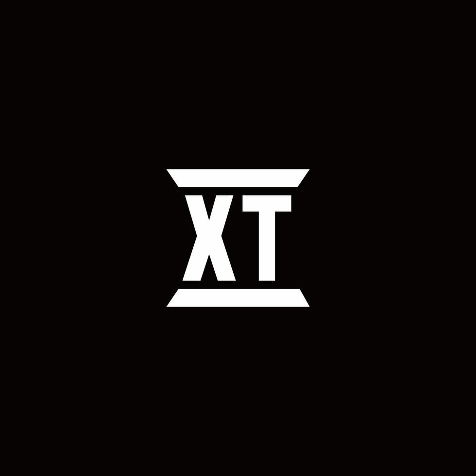 xt-Logo-Monogramm mit Säulenform-Design-Vorlage vektor