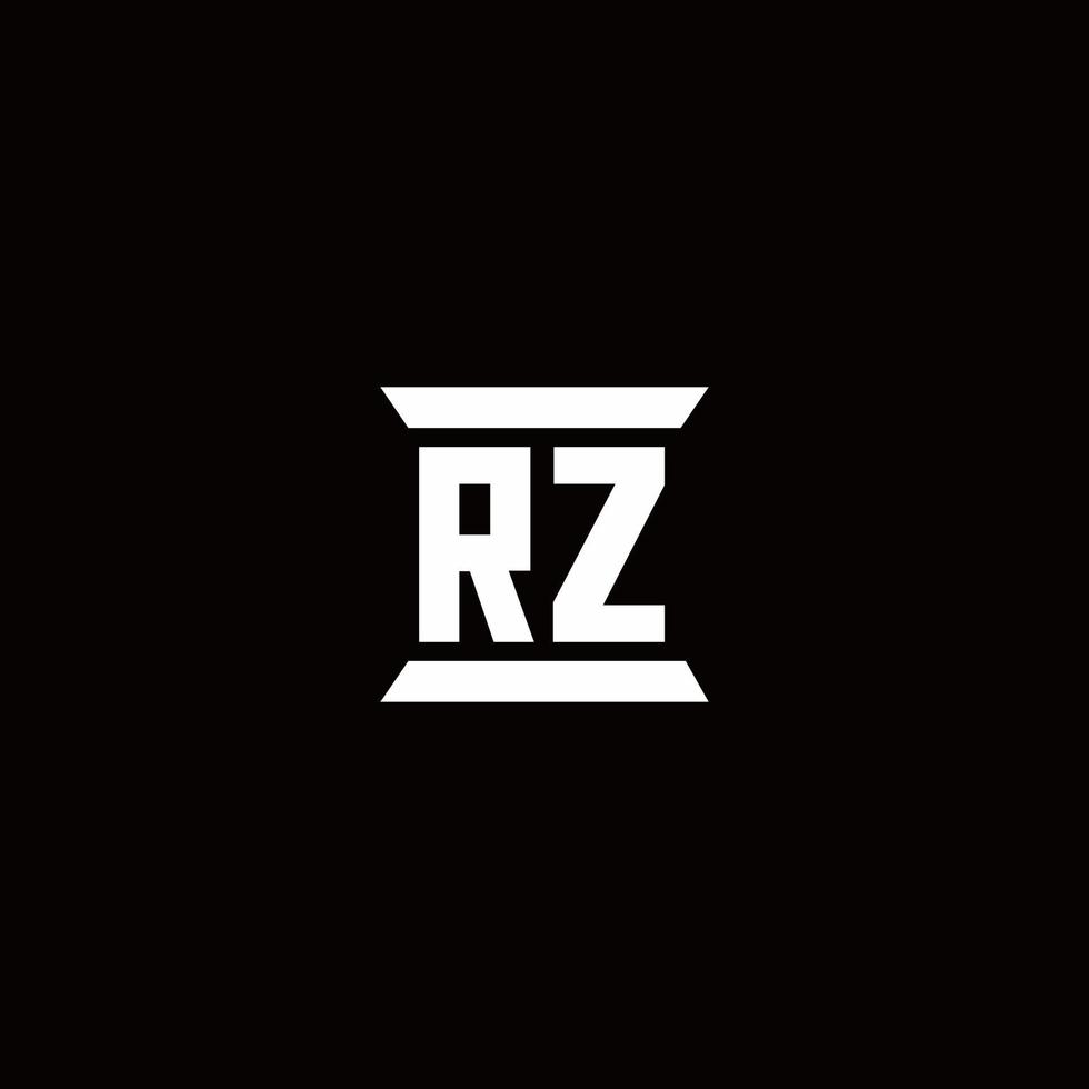 rz logotyp monogram med pelare form mall vektor