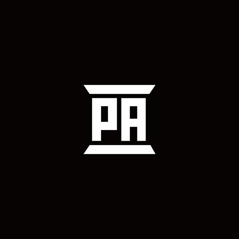 pa-Logo-Monogramm mit Säulenform-Design-Vorlage vektor