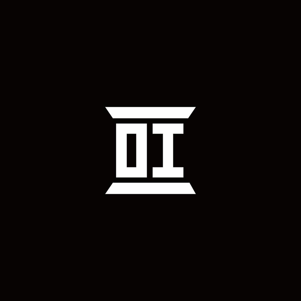 oi-Logo-Monogramm mit Säulenform-Design-Vorlage vektor