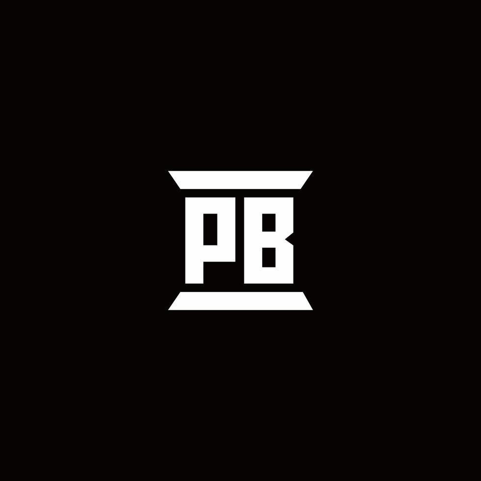 pb Logo-Monogramm mit Säulenform-Design-Vorlage vektor