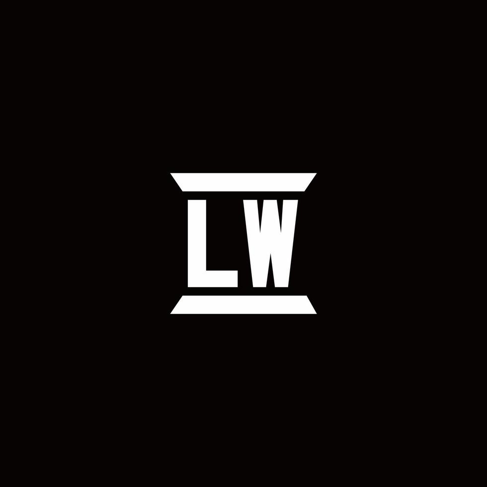 lw-Logo-Monogramm mit Säulenform-Design-Vorlage vektor