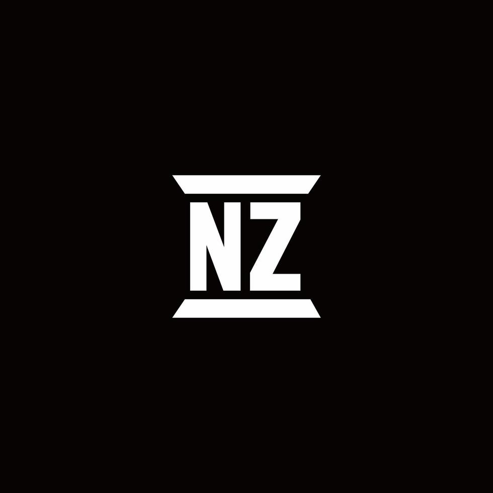 nz-Logo-Monogramm mit Säulenform-Design-Vorlage vektor