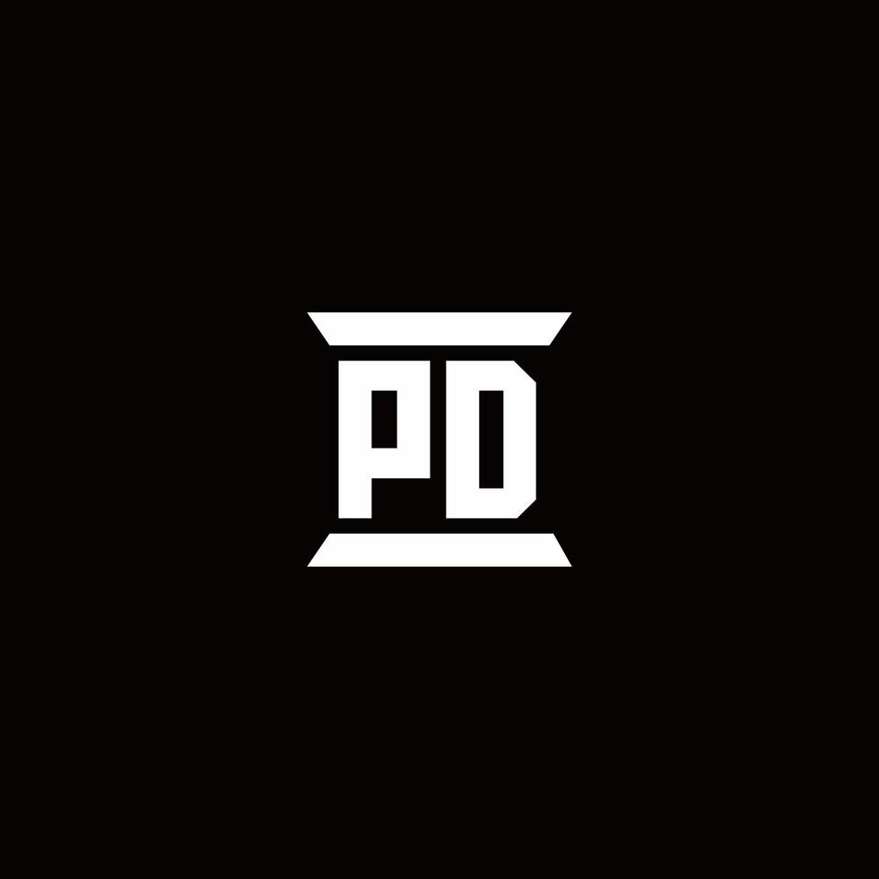 pd-logo-monogramm mit säulenform-design-vorlage vektor