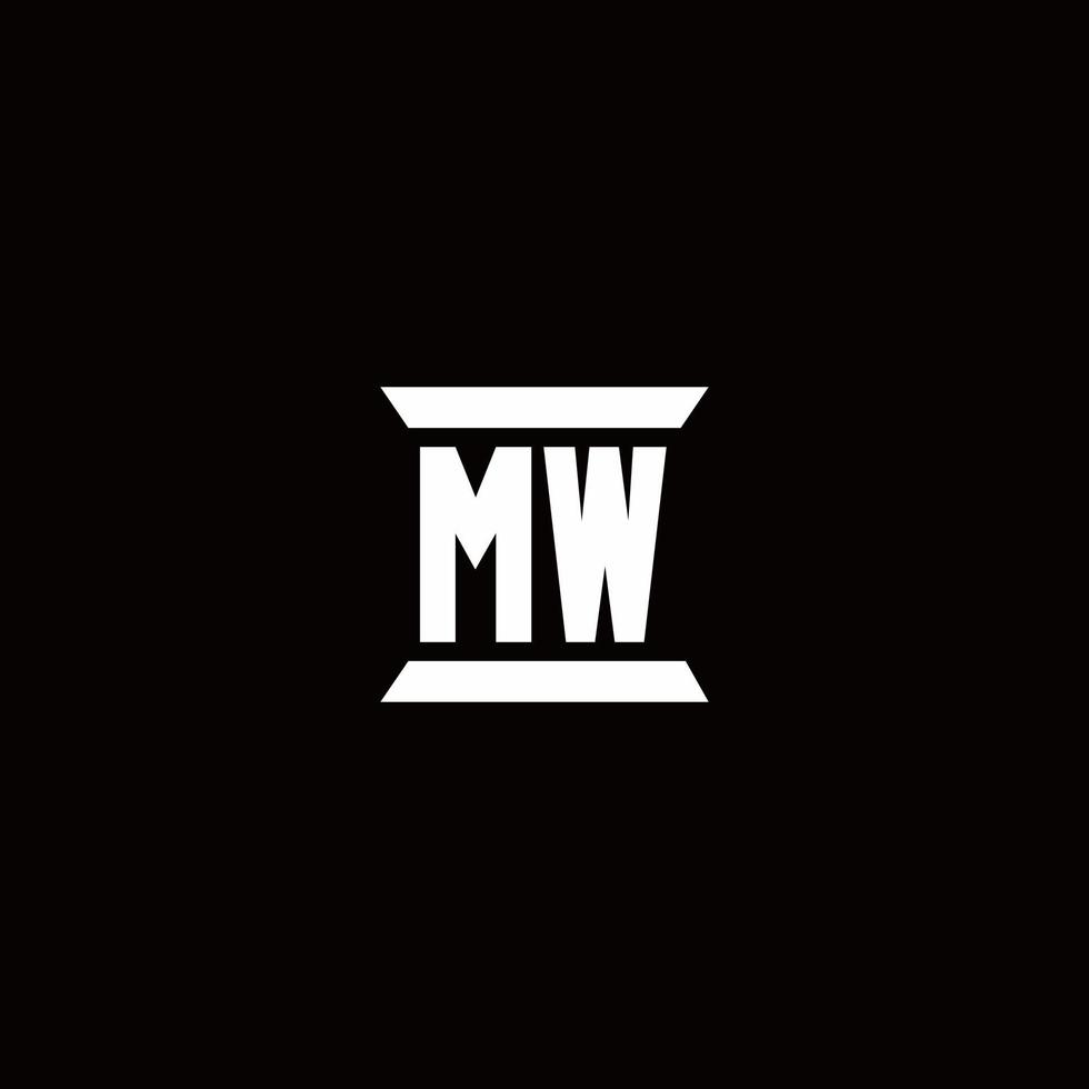 mw-Logo-Monogramm mit Säulenform-Design-Vorlage vektor