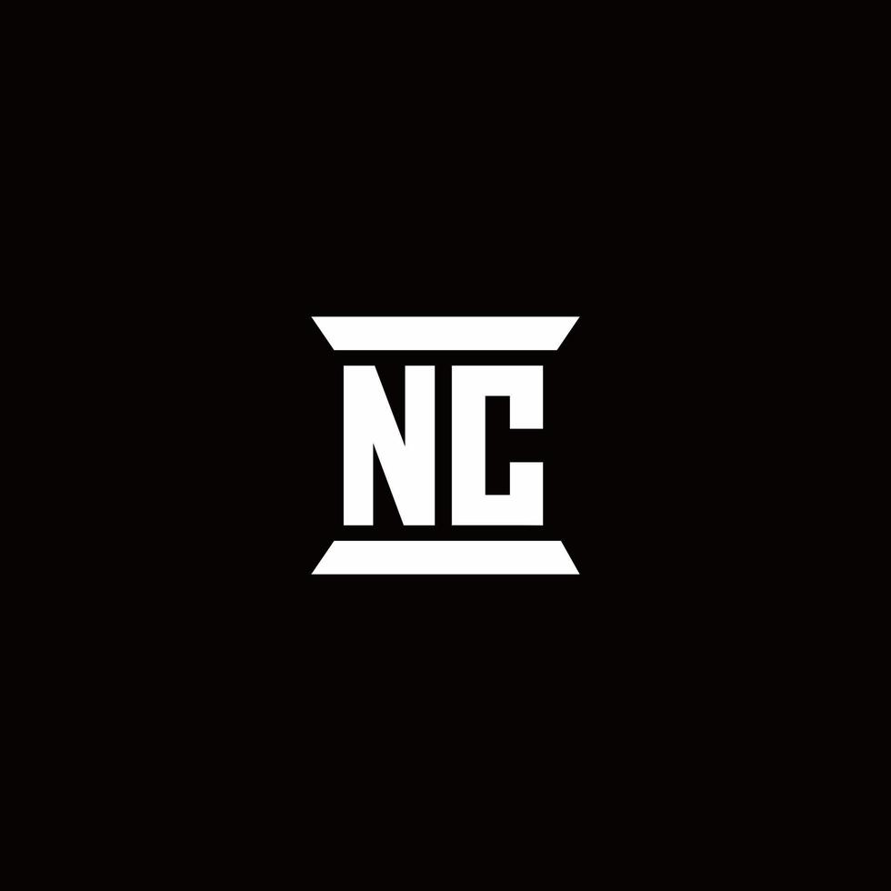 NC-Logo-Monogramm mit Säulenform-Design-Vorlage vektor
