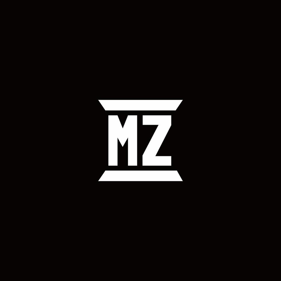 mz-Logo-Monogramm mit Säulenform-Design-Vorlage vektor