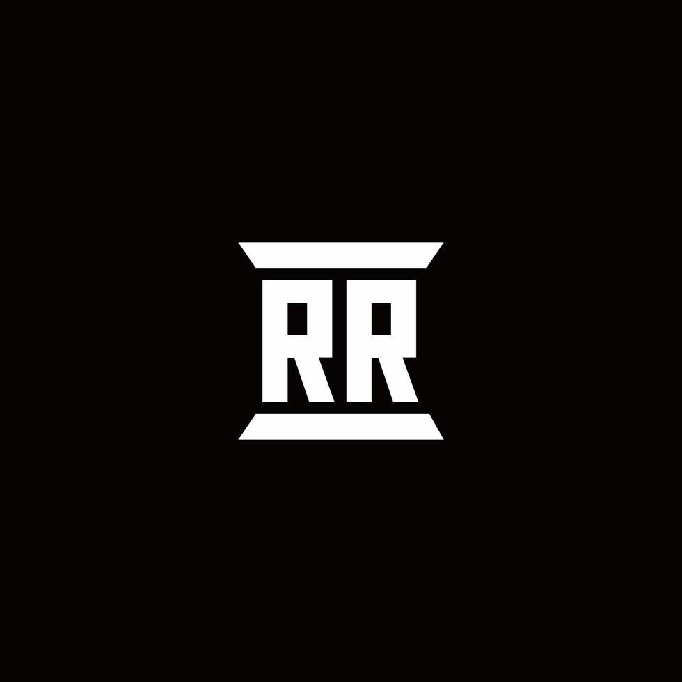 rr-Logo-Monogramm mit Säulenform-Design-Vorlage vektor