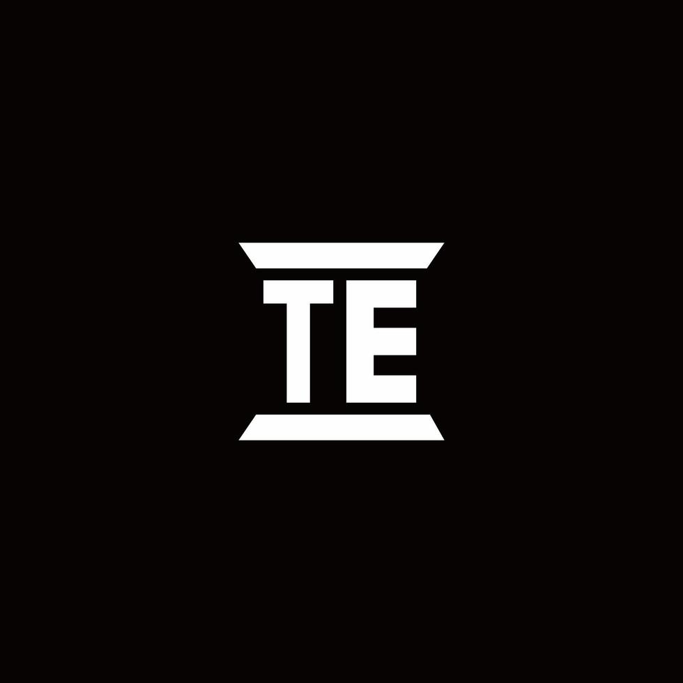 te Logo-Monogramm mit Säulenform-Design-Vorlage vektor