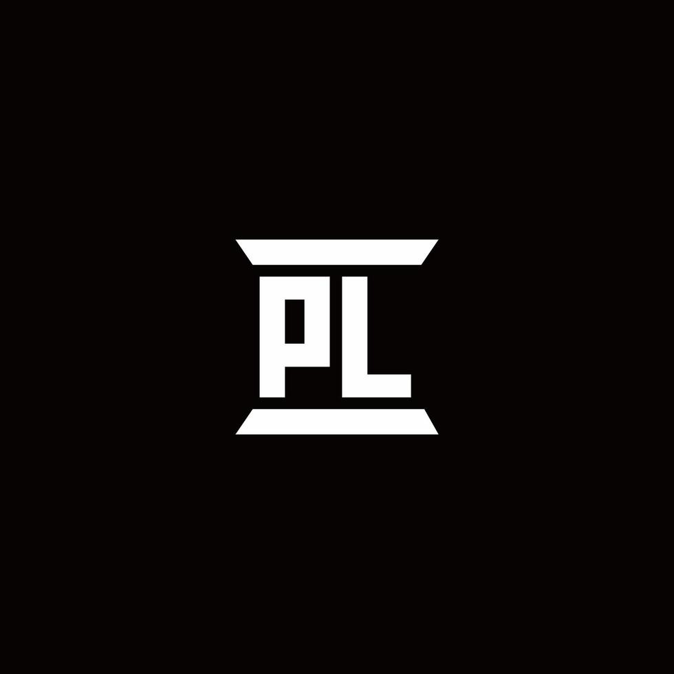 pl-Logo-Monogramm mit Säulenform-Design-Vorlage vektor
