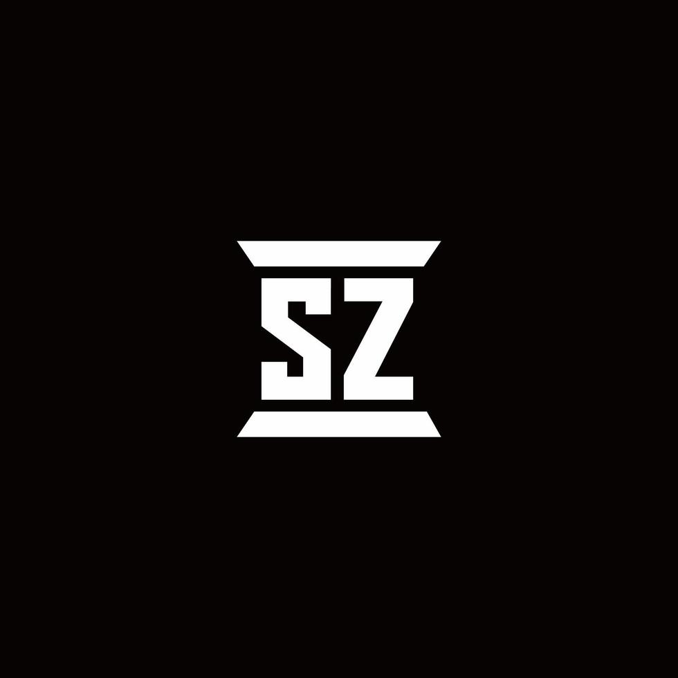 sz-Logo-Monogramm mit Säulenform-Design-Vorlage vektor