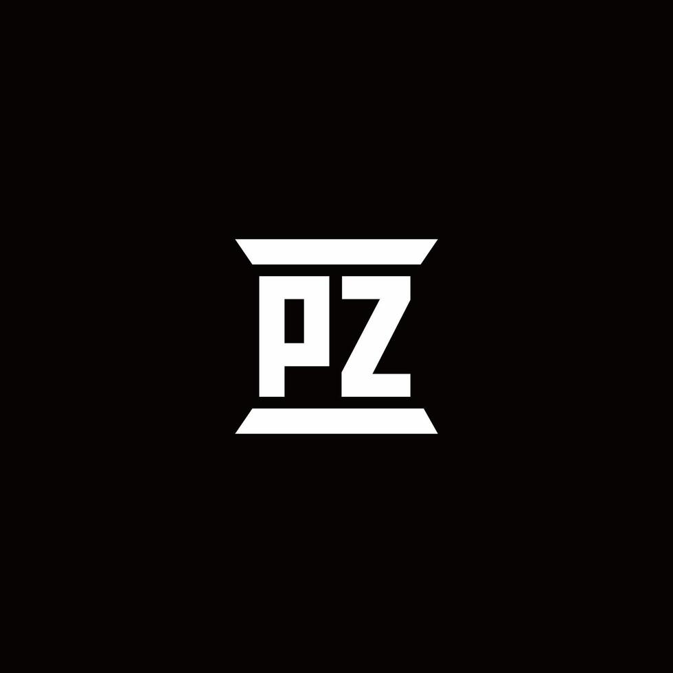 pz-Logo-Monogramm mit Säulenform-Design-Vorlage vektor